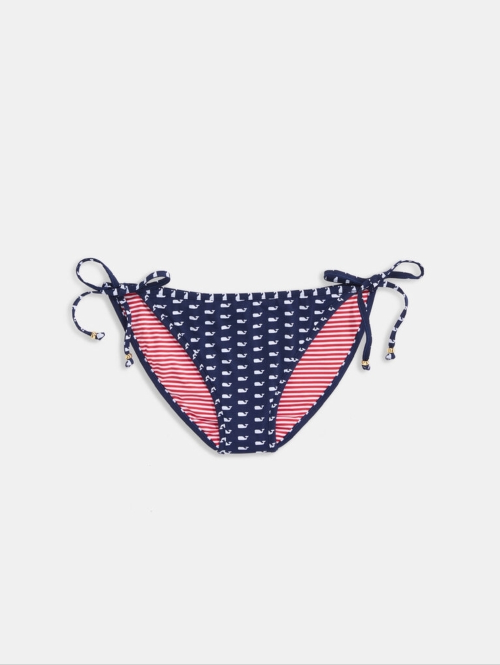 Vineyard Vines Navy Whale Print & Pink Stripe Bikini Bottoms Revercible Size 2X